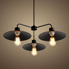 Load image into Gallery viewer, Industrial Vintage Retro 3 Lights Chandelier - LITFAD 23.62&quot; Metal Edison Ceiling Light Pendant Light Fixture Black Finish with Metal Shade

