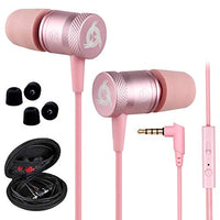 KLIM Fusion Earbuds with Mic Audio - Long-Lasting Wired Ear Buds + 5 Years Warranty - Innovative: in-Ear with Memory Foam Earphones with Microphone - Pink - 3.5mm Jack - New 2021 Version - Rose Gold