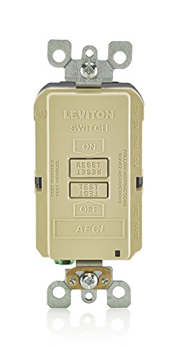 Leviton AFRBF-I 20-Amp 120-Volt SmartlockPro Outlet Branch Circuit Arc Fault Circuit Interrupter Blank Face Receptacle, Ivory