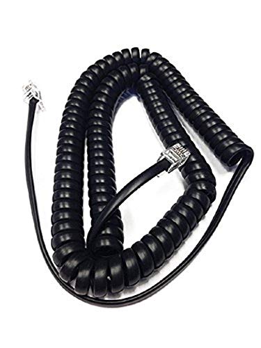 The VoIP Lounge Replacement 12 Foot Black Handset Receiver Curly Coil Cord for Panasonic Landline Phone (12 Feet Fully Stretched, 20 Inches Coiled)
