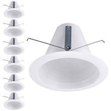 Load image into Gallery viewer, TORCHSTAR 6 Inch Recessed Can Light Trim, Air Tight Baffle Trim, IC-Rated Anti-Glare 6 Inch Can Light Trim, Self-Flanged Recessed Light Trim, White, Pack of 6
