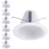 TORCHSTAR 6 Inch Recessed Can Light Trim, Air Tight Baffle Trim, IC-Rated Anti-Glare 6 Inch Can Light Trim, Self-Flanged Recessed Light Trim, White, Pack of 6