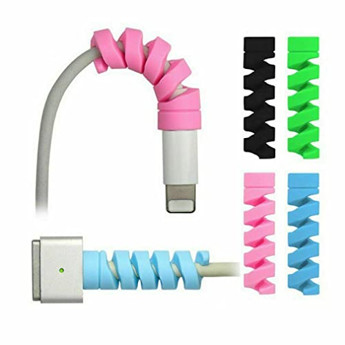 VizGiz 12 Pack Charging Cable Protector Cable Management Organizer Protective Spiral Tube Wire Protectors Cord Sleeve Line Saver for Apple iPhone iPod iPad MacBook Tablet iWatch Android Charger Phone