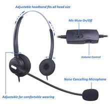Load image into Gallery viewer, Vanstalk Corded Office Phone Headset Dual Ear w/Lightweight Headband Noise Canceling Mic for Plantronics Amplifier M10 M12 M22 MX10 Cisco IP Phones 7942G, 7945, 7945G, 7960, 7960G 7961 7961G(VT20BJ2)
