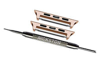 Rose Gold Color Pair Adapters Lugs Connectors with Spring Bar Pins & Tool Compatible with Apple Watch 38mm All Series SE 6 5 4 3 2 1 Band Strap Replacement - Fits up to 20mm Watch Straps
