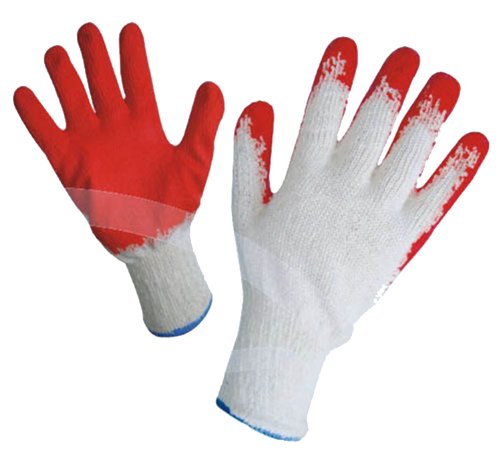 GF Gloves 3106-300 Economical String Knit Latex Dipped Palm Gloves, Nitrile Coated Work Gloves for General Purpose, One Size, Red (Pack of 300)
