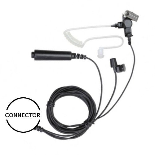 3-Wire Acoustic Tube Earpiece Palm PTT/Mic for Kenwood 2-Pin Series Handhelds (3 Year Warranty)