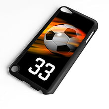 Load image into Gallery viewer, iPod Touch Case Fits 6th Generation or 5th Generation Soccer Ball #7500 Choose Any Player Jersey Number 1 in Black Plastic Customizable by TYD Designs
