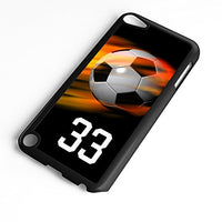 iPod Touch Case Fits 6th Generation or 5th Generation Soccer Ball #7500 Choose Any Player Jersey Number 1 in Black Plastic Customizable by TYD Designs
