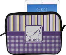Load image into Gallery viewer, Purple Gingham &amp; Stripe Tablet Case/Sleeve - Large (Personalized)
