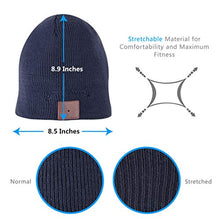 Load image into Gallery viewer, HaetFire Wireless Music Beanie Hat with Bluetooth Headphones Earphone Winter Warm Knit Running Cap Stereo Speakers Mic for Men Women Outdoor Fitness (Navy Blue)
