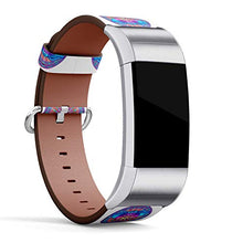 Load image into Gallery viewer, Replacement Leather Strap Printing Wristbands Compatible with Fitbit Charge 3 / Charge 3 SE - Neon Elephant On Mandala Background

