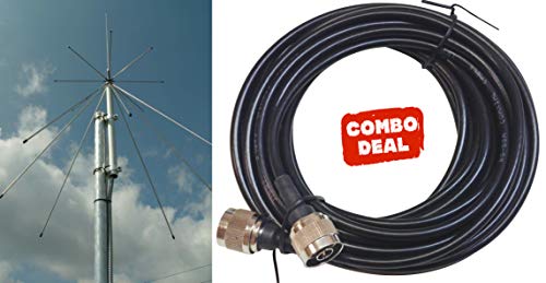 Sirio SD 1300N 25-1300 Mhz Discone Antenna with 25ft RG-58 Coax - N Connectors
