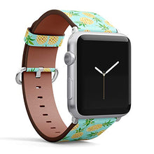 Load image into Gallery viewer, Compatible with Small Apple Watch 38mm, 40mm, 41mm (Series 7,6,5,4,3,2,1) Leather Watch Wrist Band Strap Bracelet with Adapters (Pineapple)

