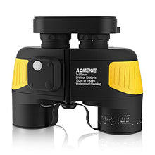 Load image into Gallery viewer, AOMEKIE Marine Binoculars for Adults 7X50 Military Waterproof Binoculars with Illuminated Rangefinder Compass BAK4 Prism IPX7 Fogproof for Boating Navigation Hunting Fishing Water Sports
