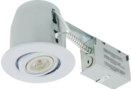 Liteline RC402C18R-LED-PW-WH All-in-One 4-inch LED Recessed Combo with Remodel Housing, 8W LED PAR20 lamp, Gimbal Trim, White