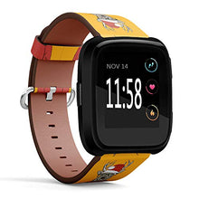 Load image into Gallery viewer, Replacement Leather Strap Printing Wristbands Compatible with Fitbit Versa - Cute Pattern Deer Wearing Glasses

