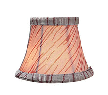 Load image into Gallery viewer, 30006-2 Small Bell Shape Chandelier Clip-On Lamp Shade Set (2 Pack), Transitional Design in Gray and Red Striping, 5&quot; bottom width (3&quot; x 5&quot; x 4&quot;)
