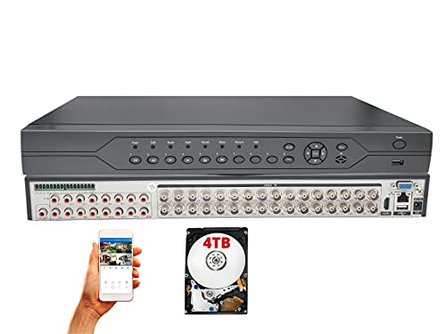 EVERTECH 32 Channel H.265 TVI AHD CVI Analog Home Office Professional Security DVR Recorder w/4TB
