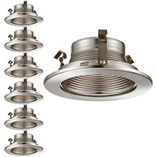 Load image into Gallery viewer, TORCHSTAR 4 Inch Recessed Light Trim with Satin Nickel Metal Step Baffle, for Recessed Can, Fit Halo/Juno Remodel Recessed Housing, Line Voltage Available, Pack of 6
