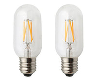 JCKing 2-Pack 4W E27 LED Filament Tube Light Bulb, Tube Shape Bullet Top, 40W Equivalent Replacement Warm White 2700K 400LM