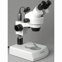 Load image into Gallery viewer, AmScope SM-2BZ Professional Binocular Stereo Zoom Microscope, WH10x Eyepieces, 3.5X-90X Magnification, 0.7X-4.5X Zoom Objective, Upper and Lower Halogen Lighting, Pillar Stand, 110V-120V, Includes 0.5

