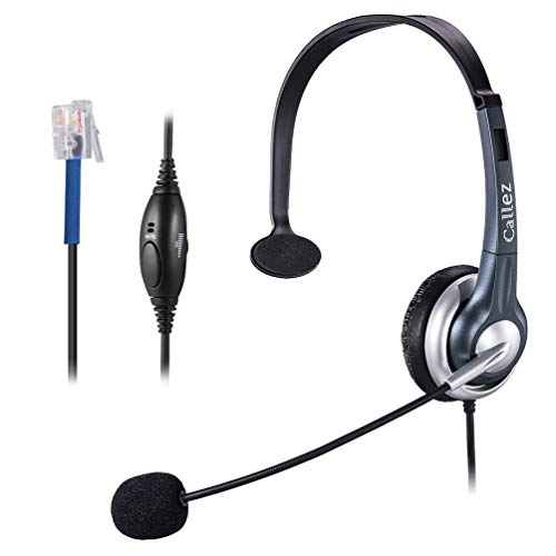 Callez C300C1 Corded Telephone Headset Monaural, Call Center RJ9 Headphones with Noise Canceling Mic, Compatible for Plantronics M10 M12 M22 MX10 Amplifiers or Cisco 7940 7942 7971 Office IP Phones
