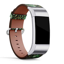 Load image into Gallery viewer, Replacement Leather Strap Printing Wristbands Compatible with Fitbit Charge 3 / Charge 3 SE - Trendy Floral Pattern with Fitbit Eucalyptus, Magnolia, Fern Leaves and Succulents
