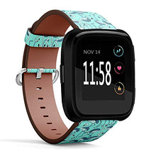 Load image into Gallery viewer, Replacement Leather Strap Printing Wristbands Compatible with Fitbit Versa - Flamingo Pattern on Turquoise Background
