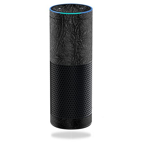 MightySkins Skin Compatible with Amazon Echo - Black Leather | Protective, Durable, and Unique Vinyl Decal wrap Cover | Easy to Apply, Remove, and Change Styles | Made in The USA