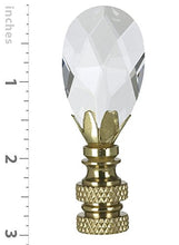 Load image into Gallery viewer, Royal Designs Teardrop Crystal Lamp Finial for Lamp Shade- Polished Brass
