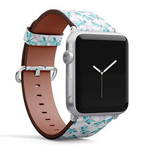 Load image into Gallery viewer, Compatible with Small Apple Watch 38mm, 40mm, 41mm (All Series) Leather Watch Wrist Band Strap Bracelet with Adapters (Dragonfly Blue Watercolor)

