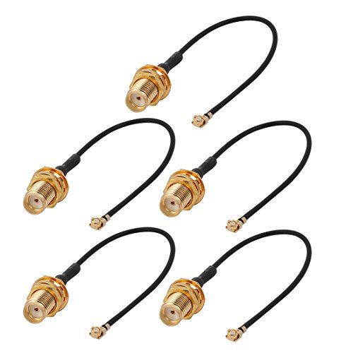 Aexit 5 Pcs Distribution electrical RF1.37 IPEX 1.0 to SMA Female Connector WiFi Pigtail Cable Antenna 10cm Long