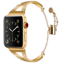 Load image into Gallery viewer, Mobile Advance Metal Band Bracelet with Rhinestones for Apple Watch Series 6/SE/5/4/3/2/1 (Gold, 38mm/40mm)
