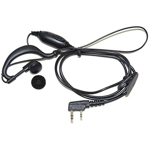 HQRP G Shape 2 Pin Earpiece Headset PTT Mic for Kenwood Pro-Talk, Pro-Power, Free-Talk, Protalk XLS, FreeTalk XLS + HQRP UV Meter