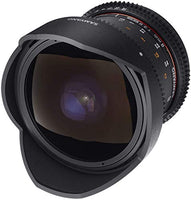Samyang Lens for Video VDSLR (Fixed Focal Length 8mm, Opening T3.822UMC, Fish Eye, CSII), Black