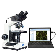 Load image into Gallery viewer, OMAX 40X-2000X Digital Darkfield Binocular Compound Microscope with Built-in 3.0MP USB Camera and Dry Darkfield Condenser and 100 Pieces Glass Slides and Covers
