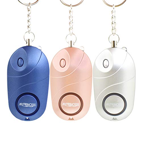 MYPRINCESS Portable Personal Alarm 3 Pack,Emergency for Women,Men,Student,Elderly,Children (Silver Champagne Blue)