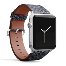 Load image into Gallery viewer, Compatible with Big Apple Watch 42mm, 44mm, 45mm (All Series) Leather Watch Wrist Band Strap Bracelet with Adapters (Japanese Sea)
