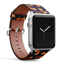Load image into Gallery viewer, Compatible with Big Apple Watch 42mm, 44mm, 45mm (All Series) Leather Watch Wrist Band Strap Bracelet with Adapters (Fox Space)
