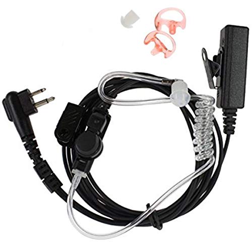 3' 2-Wire Earpiece Headse Coil Earbud Audio Mic Surveillance Kit Compatible for Motorola Cls1110 CLS1410 GP2000 GP88 GP3188 CP200 A8 A10 Acoustic Tube Headset, Noise ReductionTwo-Way Radio