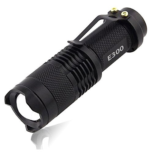 Bright Mini LED Tactical Flashlight - EcoGear FX E300-3 Light Modes, 300 Lumen Max Output, Adjustable Zoom Focus - Water Resistant for Outdoors with a Small Design - A Perfect Gift for Men