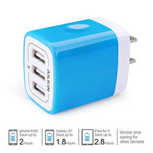 Load image into Gallery viewer, USB Charger Multi Port, AILKIN USB Charger Charging Block USB Wall Plug Travel Charger Fast Phone Cube Brick USB Box for iPhone 14 13 12 11 10 X, Samsung Galaxy, Google Pixel, Motorola (Blue/3Port)
