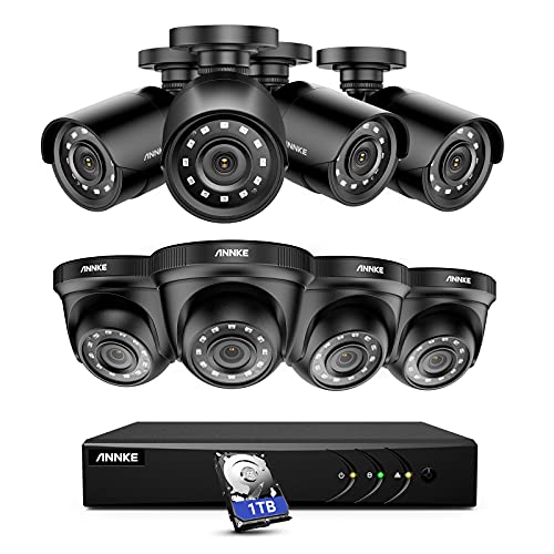 ANNKE 8CH Home Security System 5MP Lite DVR Recorder with 1TB HDD and (8) 1080p IP66 Weatherproof Camera with Super Night Vision, Motion Detection, Easy Plug & Play, HDMI Output - E200