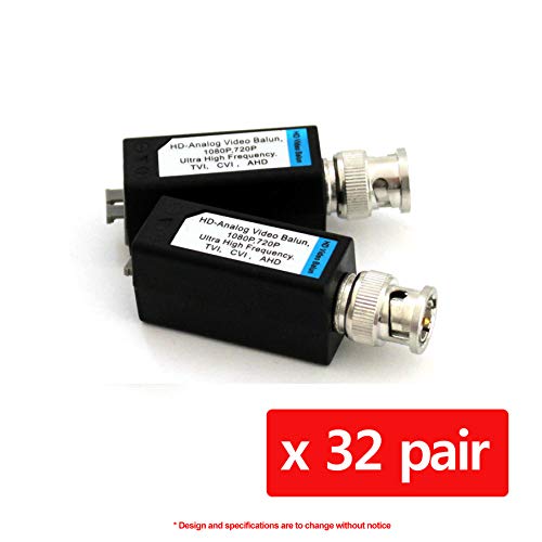 HDVD 32 Pairs Mini CCTV BNC Video Balun Transceiver Cable Push Button Terminal (32 Pairs)