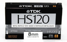 Load image into Gallery viewer, 8mm Metal Particle Cassette Tape TDK HS120 120 Minute Blank Camcorder 4 Pack Hi8 and Digital 8 Compatible
