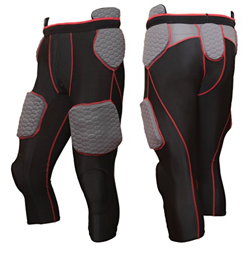 TAG TIG7A Adult 7-Piece Integrated Girdle - Extended Length Football Girdle for Knee Protection - Built-in Pads on Tailbone, Thighs, and Hips - Lightweight, Moisture-Wicking Fabric - X-Large