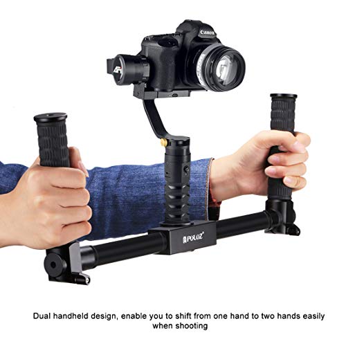 PULUZ Aluminum Dual Grip Gimbal Handle Extended Bracket Stabilizer for 1.3 inch/3.3cm Camera Gimbal