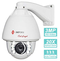 IMPORX 20X 3MP Auto Tracking PTZ IP Camera - 2048x1536P ONVIF H.265 High Speed Dome Camera, Support Miro SD Card and P2P, 500ft IR Distance, with Fan Heater and Wiper