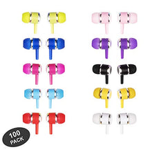 Load image into Gallery viewer, JustJamz Marbles Colorful Earbud Headphones in Bulk 3.5mm Earbuds for Kids and Adults Assorted Colors 100 Pack

